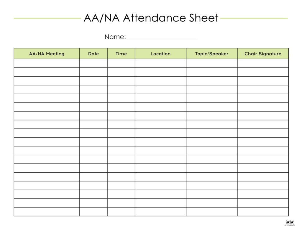 Attendance Sheets - 52 Free Printables | Printabulls pertaining to FREE Printable Church Attendance Sheets