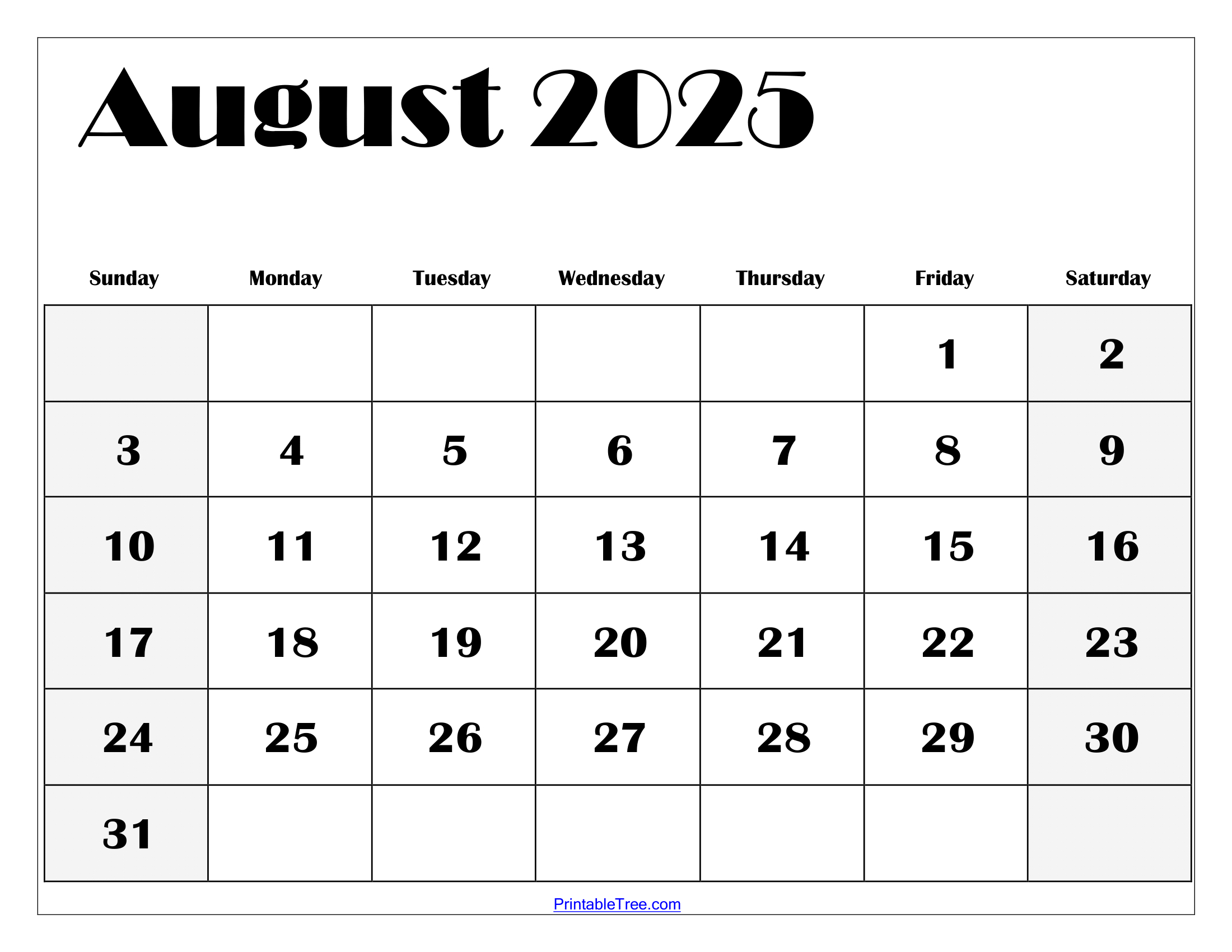 August 2025 Calendar Printable Pdf Template With Holidays inside FREE Printable Calendars August 2025
