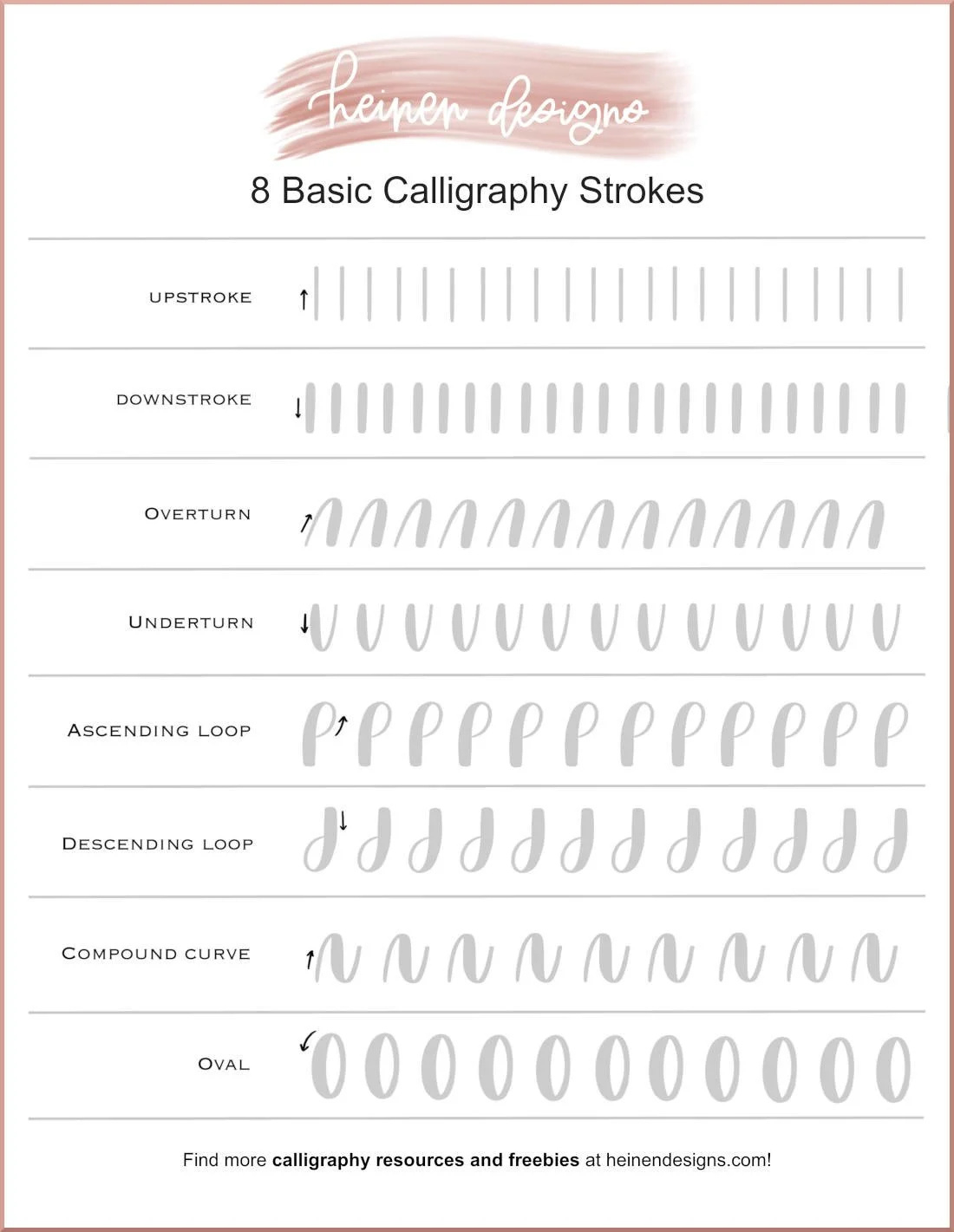 Basic Calligraphy Strokes Practice Sheet - Free Download within FREE Printable Calligraphy Practice Sheets For Beginners