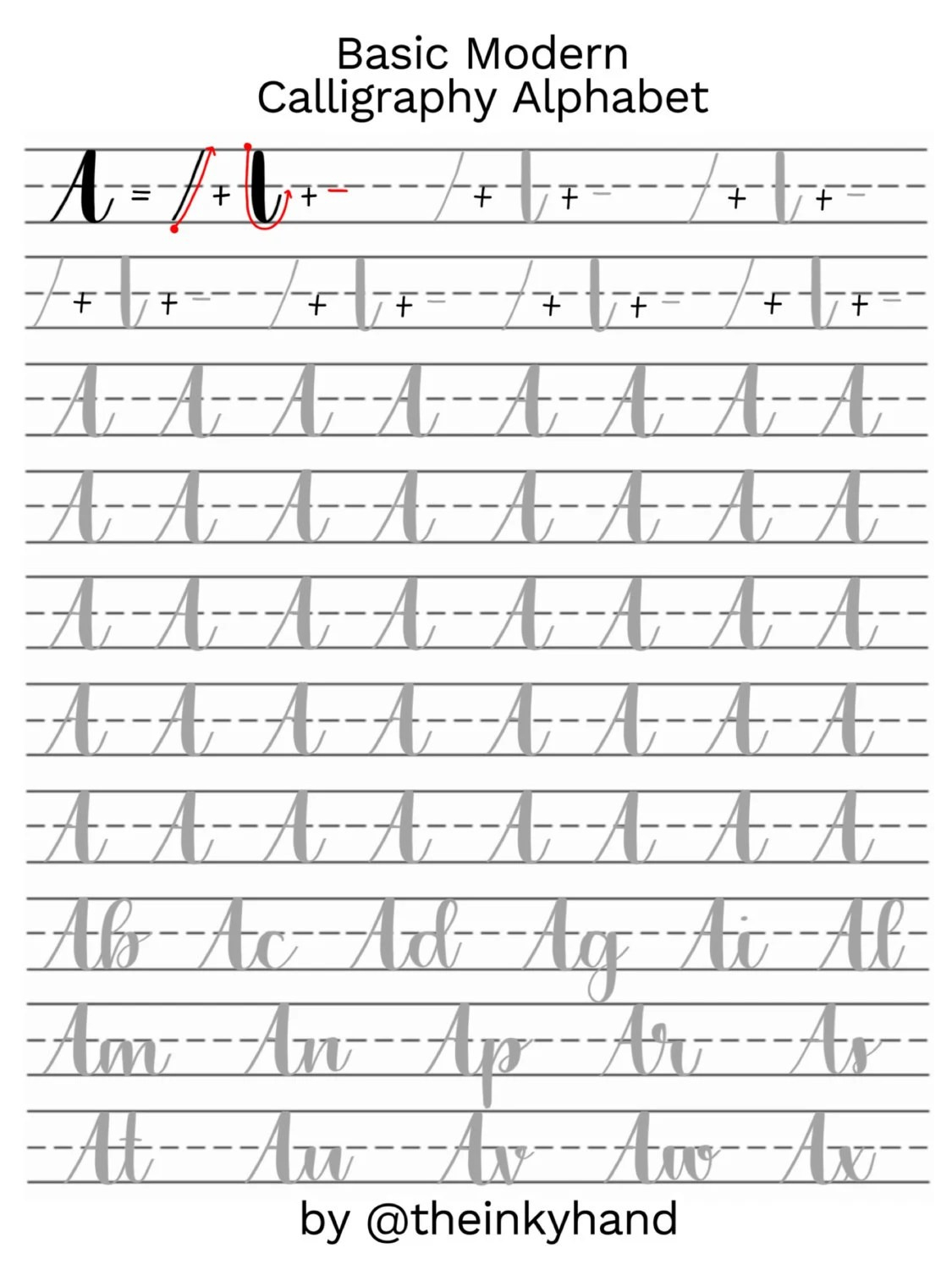 Beginner Printable Calligraphy Practice Sheets - Printable Party throughout Free Printable Calligraphy Practice Sheets For Beginners