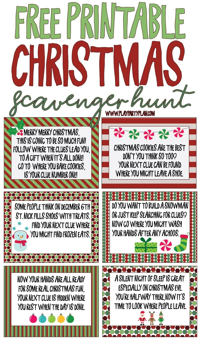 Best Ever Christmas Scavenger Hunt - Play Party Plan in Free Printable Christmas Scavenger Hunt Clues For Adults