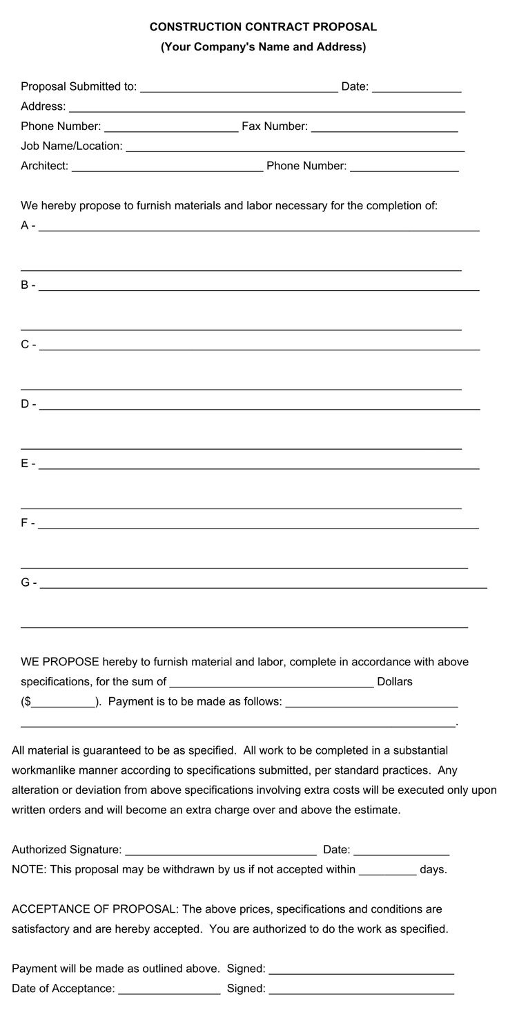 Bid Proposal Templates - 10 Free Pdf Printables | Printablee inside Free Printable Construction Proposal Template