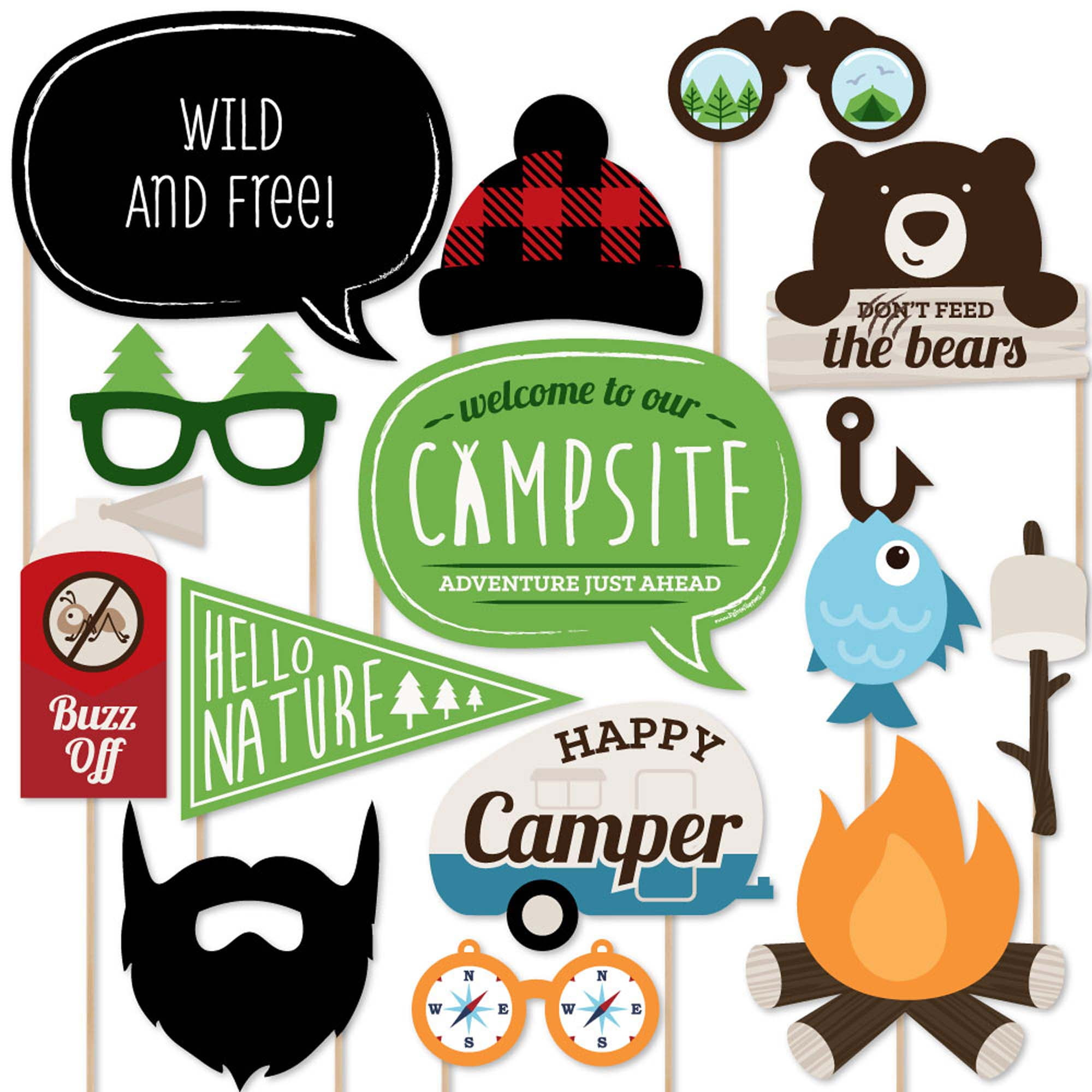 Big Dot Of Happiness Happy Camper - Camping Photo Booth Props Kit regarding FREE Printable Camping Photo Booth Props