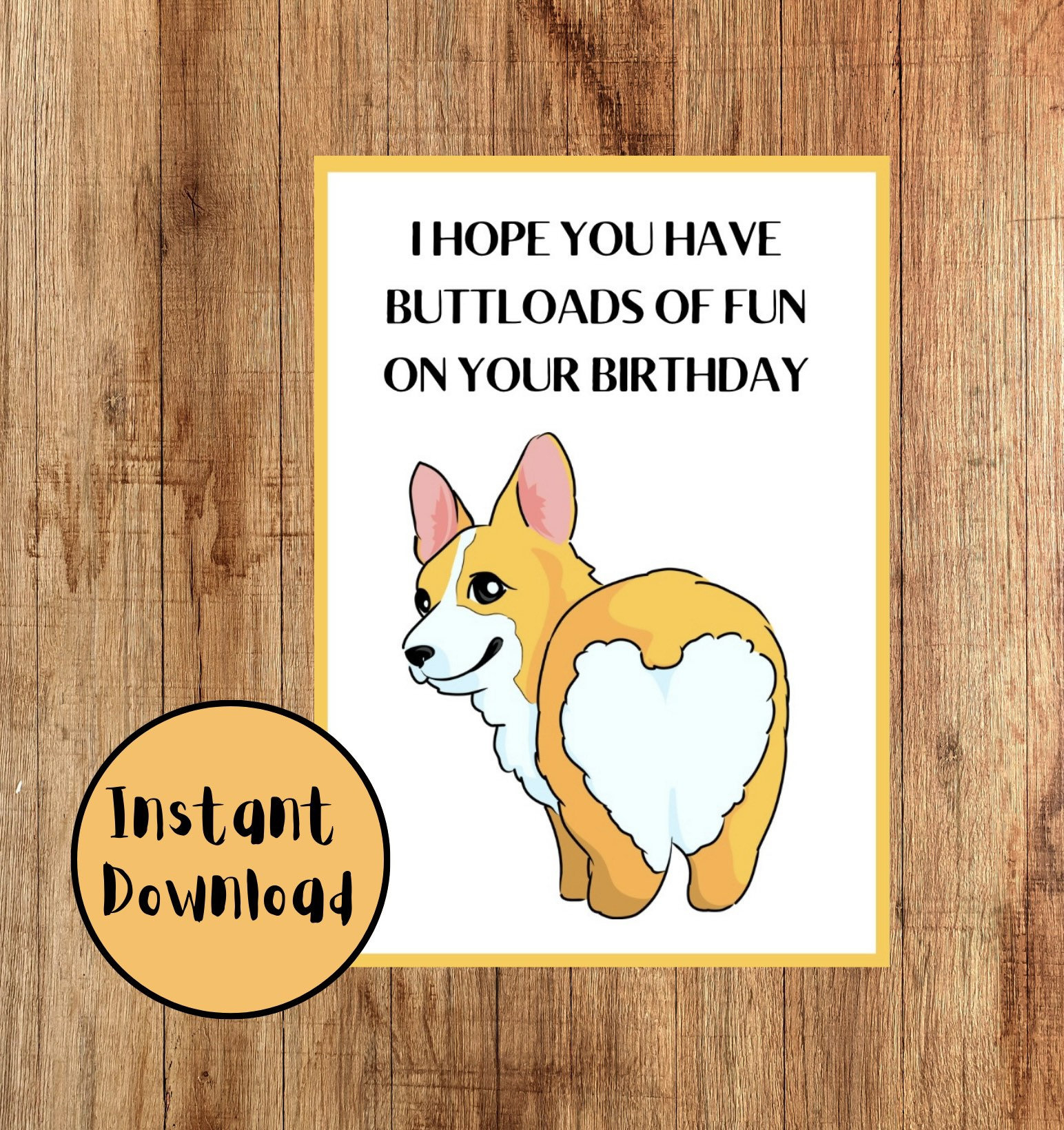Birthday Card | Funny | Corgi | Happy Birthday | Printable intended for Free Printable Corgi Birthday Card
