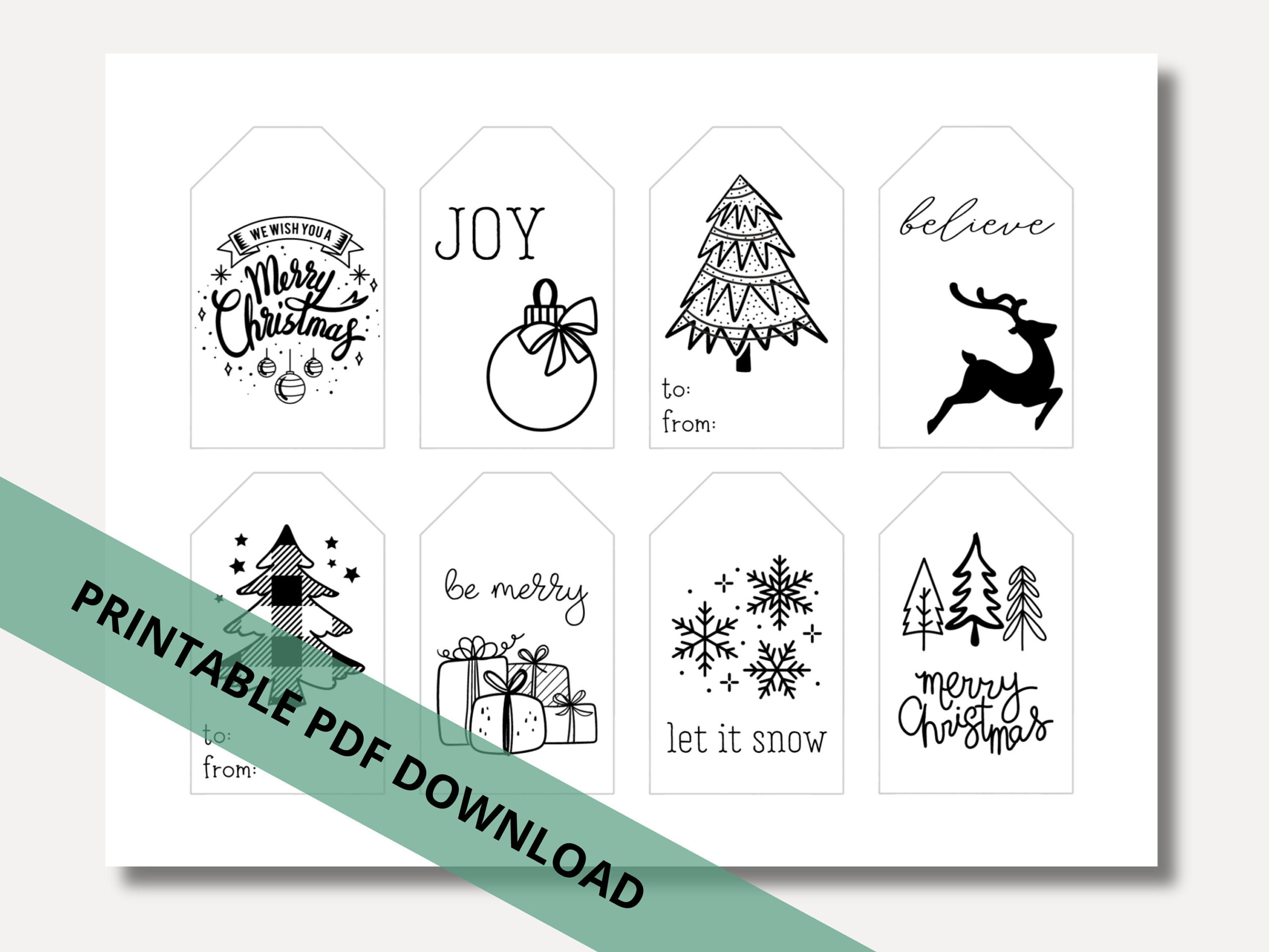 Black And White Christmas Gift Tags &amp;amp; Treat Tags | Printable Pdf regarding FREE Printable Christmas Gift Tags Black and White