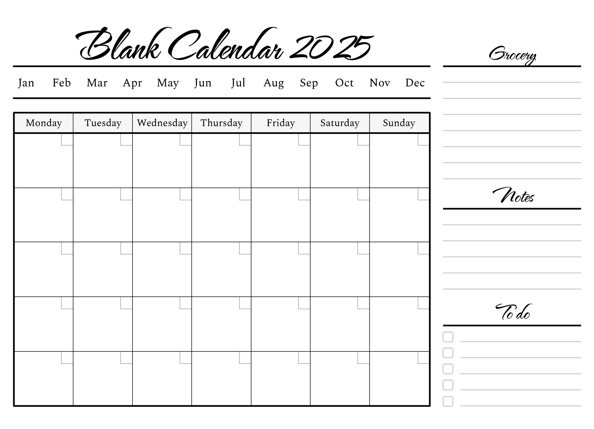 Blank Calendar Template 2025 Free Google Docs Template - Gdoc.io intended for FREE Printable Calendar Templates 2025