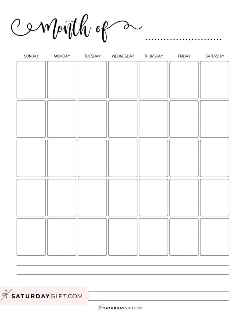 Blank Calendar Templates - 29 Cute &amp;amp; Free Printables | Saturdaygift regarding FREE Printable Calendar Blank Monthly