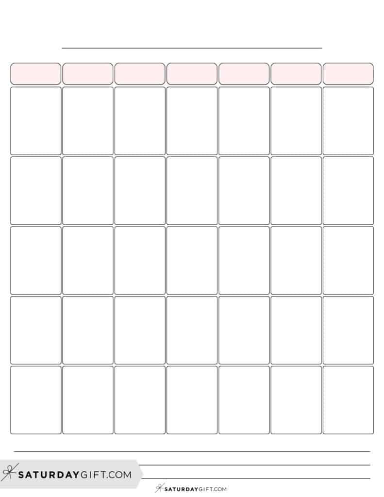 Blank Calendar Templates - 29 Cute &amp;amp; Free Printables | Saturdaygift with regard to Free Printable Calendar Large Boxes