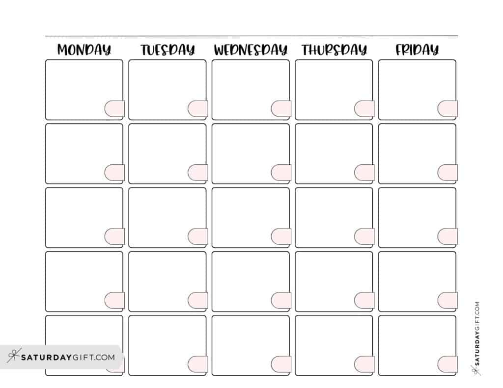 Blank Calendar Templates - 29 Cute &amp;amp; Free Printables | Saturdaygift within Free Printable Calendar Monday To Sunday