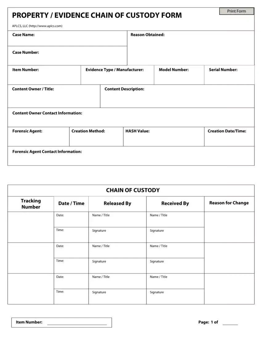 Blank Chain Of Custody Form ≡ Fill Out Printable Pdf Forms Online within Free Printable Chain Of Custody Form