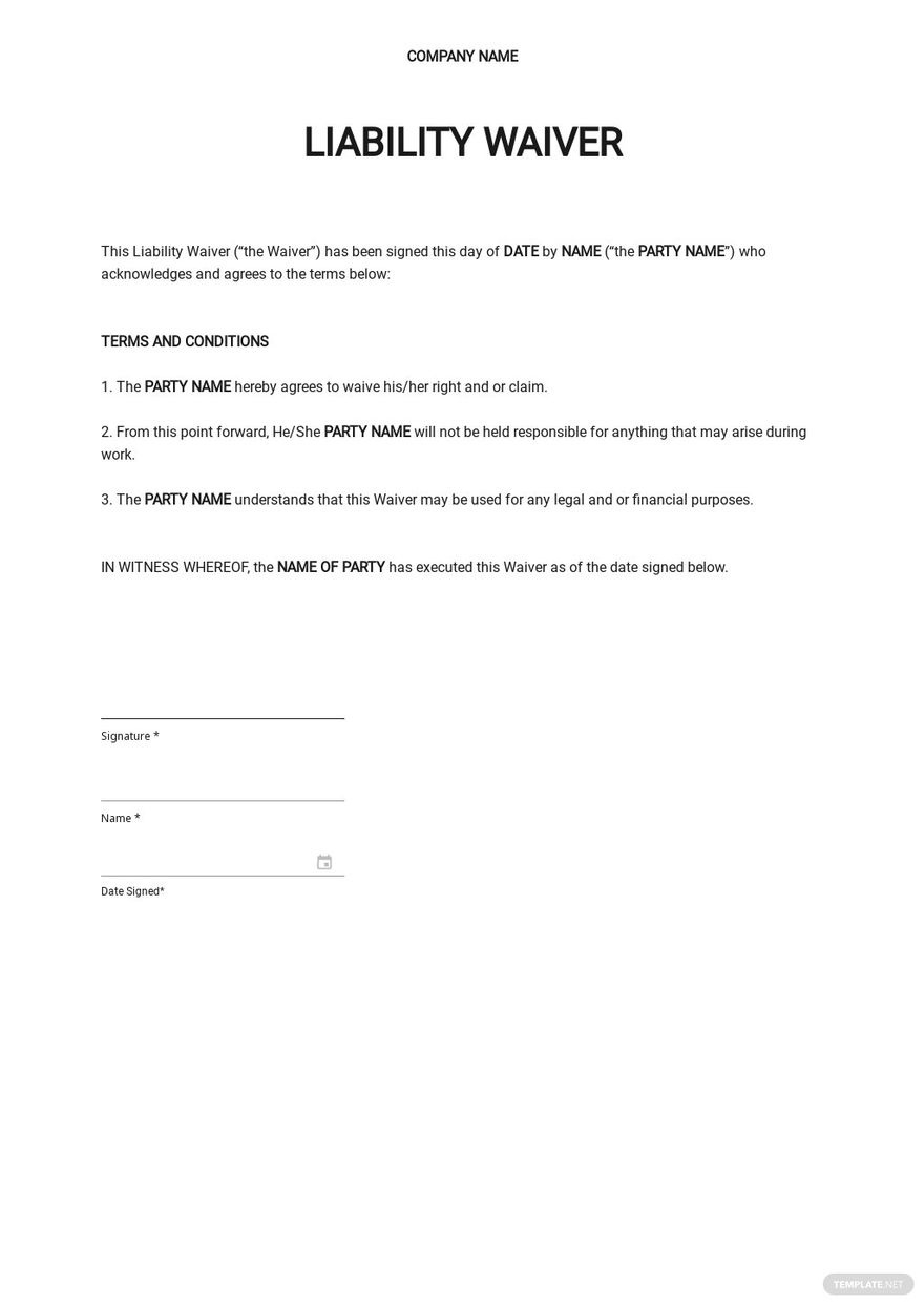 Blank Liability Waiver Template In Word, Google Docs - Download intended for FREE Printable Contractor Waiver and Release Form