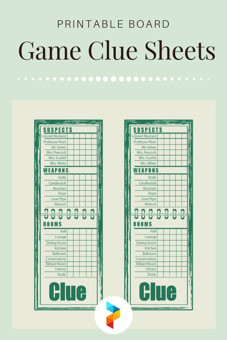 Board Game Clue Sheets - 10 Free Pdf Printables | Printablee with FREE Printable Clue Game Sheets