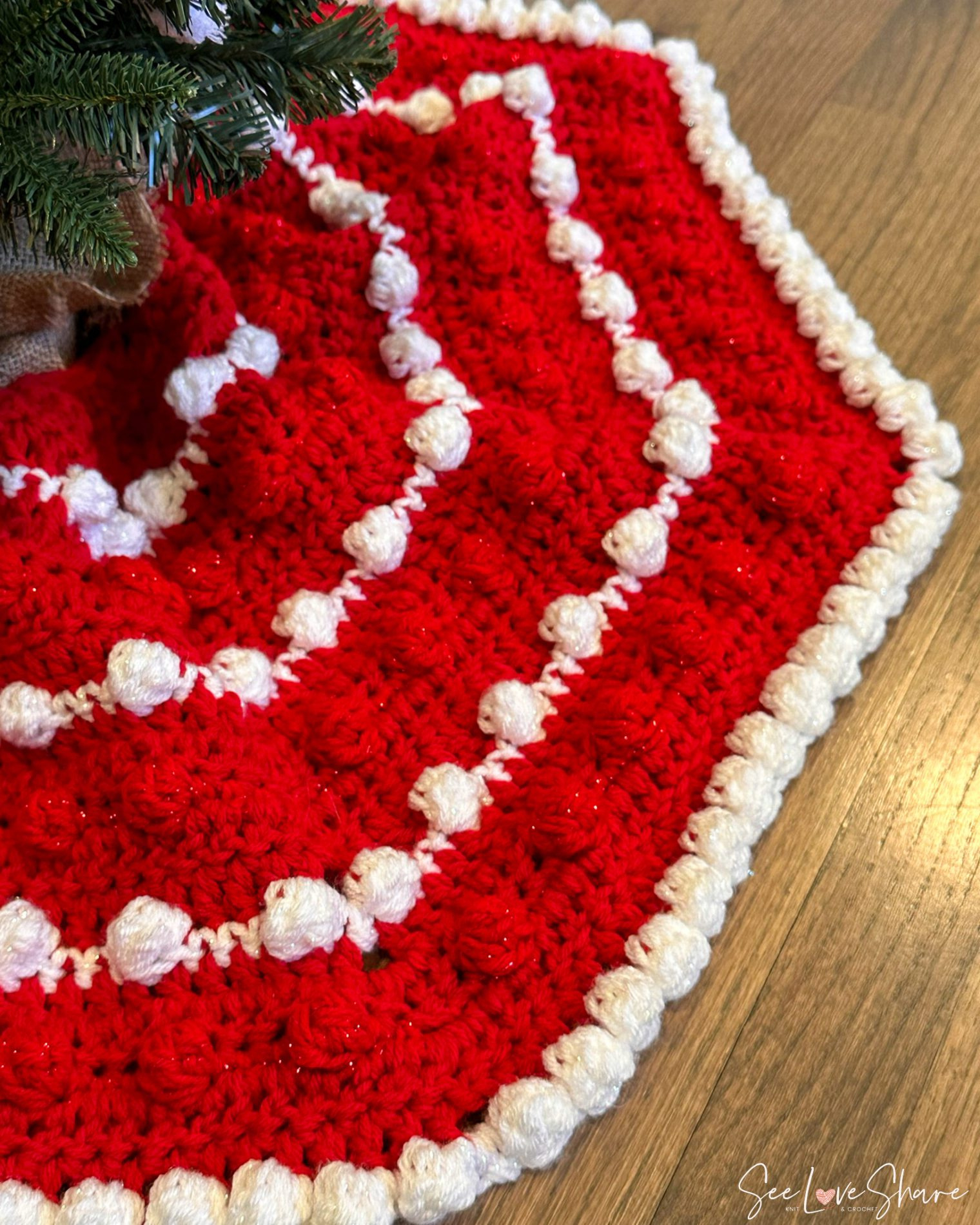 Bobble Stitch Christmas Tree Skirt - Free Crochet Pattern throughout FREE Printable Crochet Christmas Tree Skirt Pattern