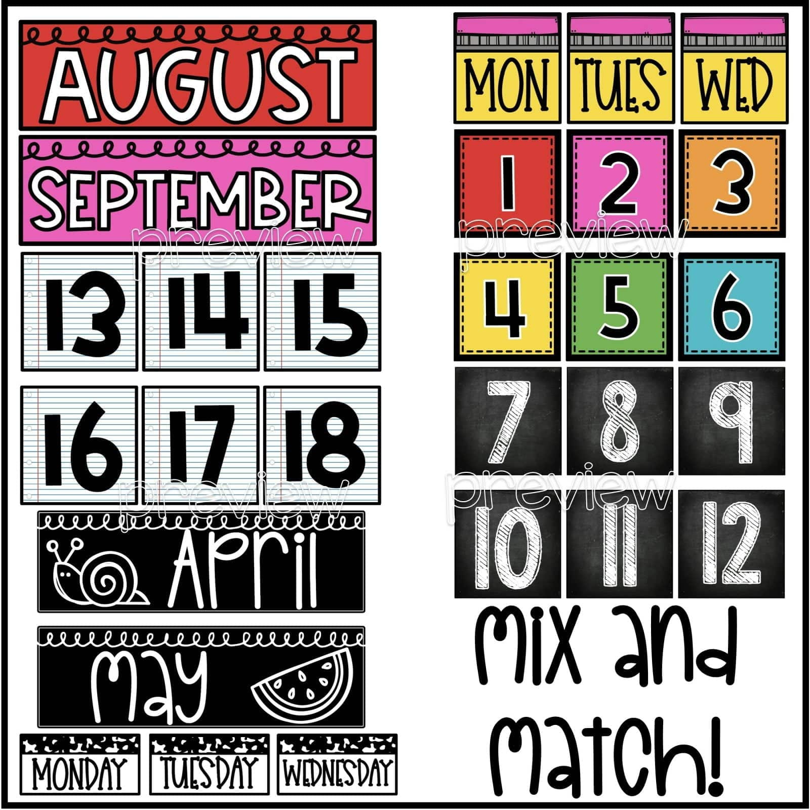 Bright Vintage Vibes Calendar Pack | Confetti &amp;amp; Creativity in FREE Printable Calendar Numbers For Teachers