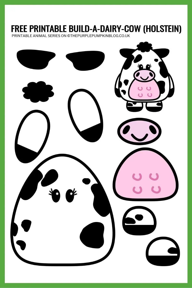 Build A Cow! Holstein Dairy Cow &amp;amp; Bull - Free Printable Templates! with regard to FREE Printable Cow Print Paper