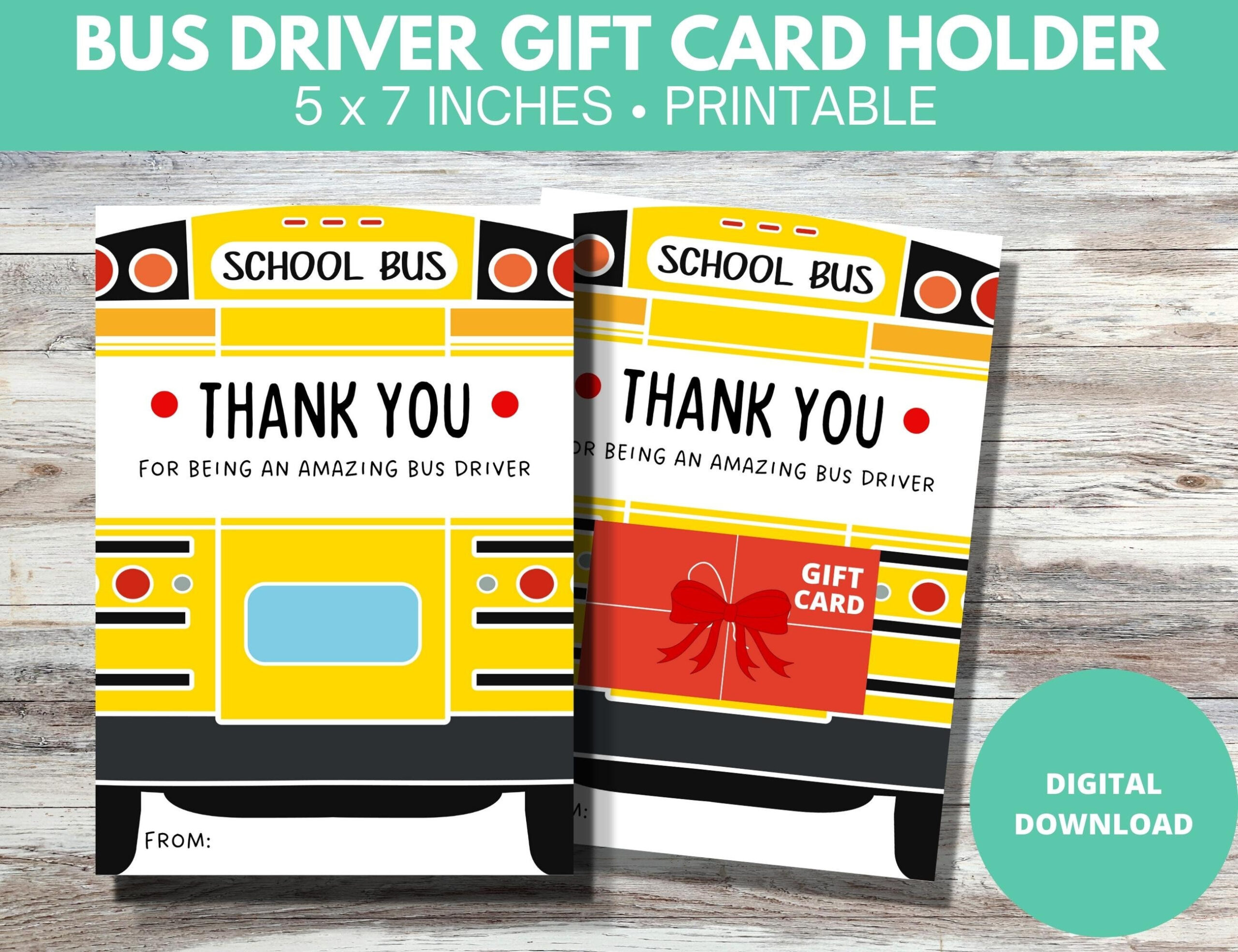 Bus Driver Gift Card Holder, Printable Bus Driver Thank You Card pertaining to Free Printable Bus Driver Gift Card Holder
