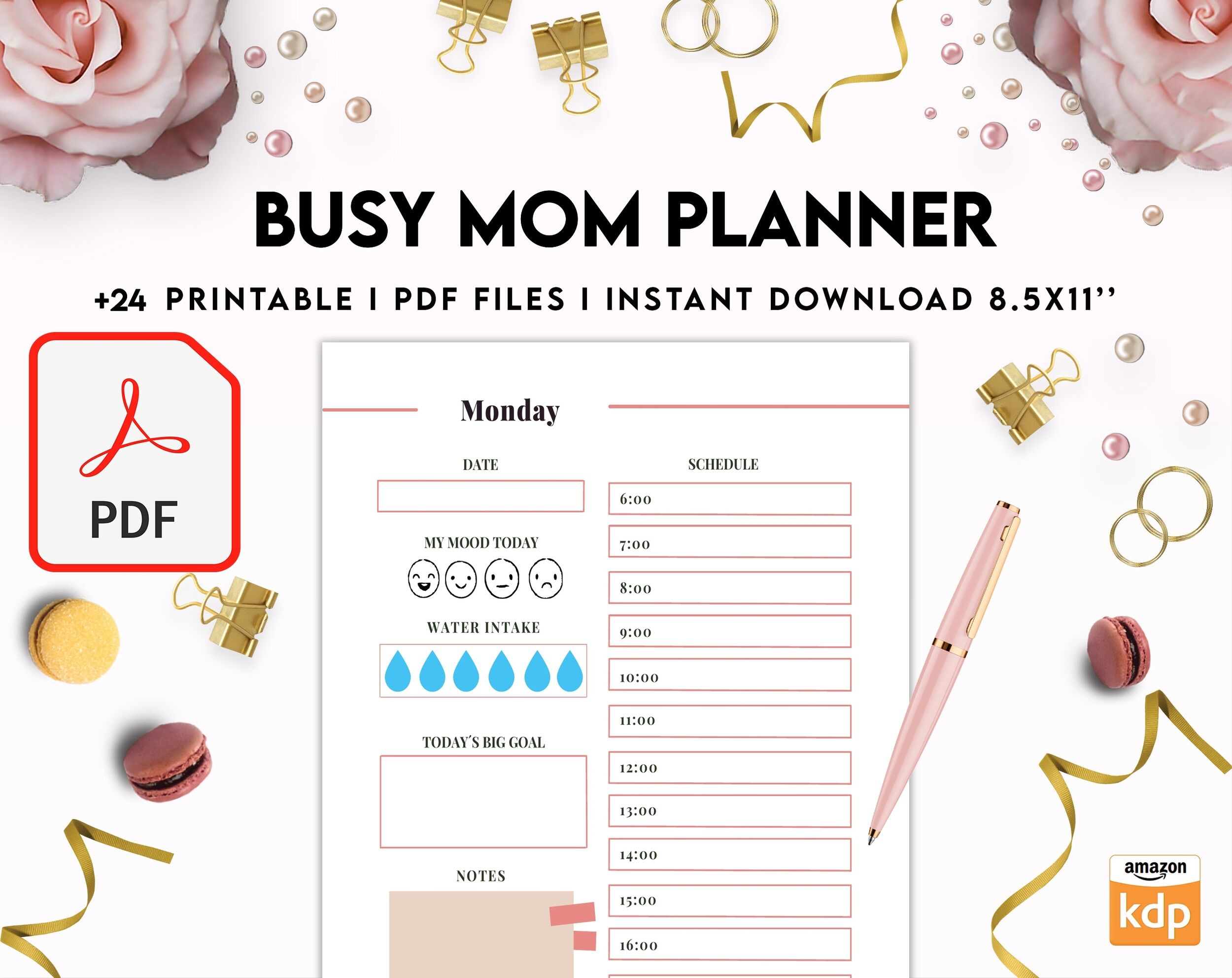 Busy Mom Planner Printable Pdf: Effortlessly Manage Your Home, Kdp throughout Free Printable Busy Mom Planner