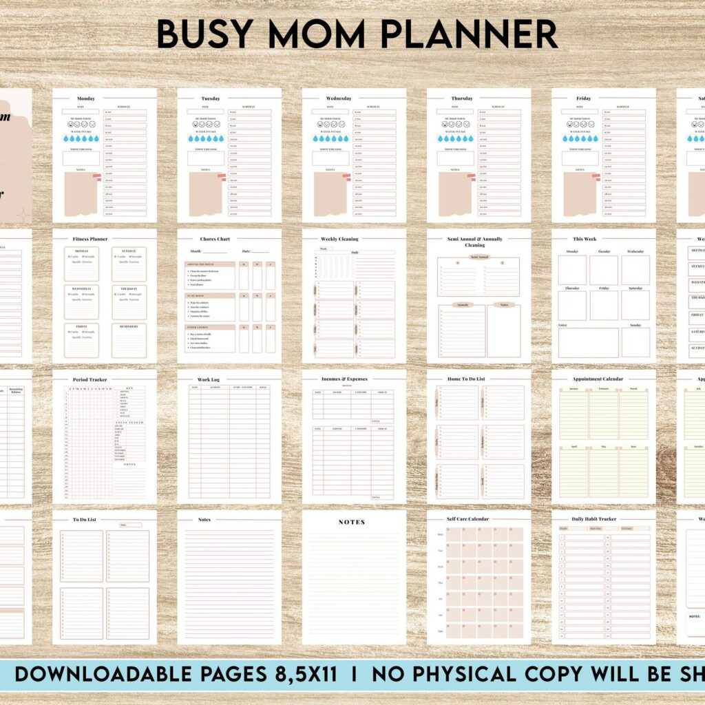 Busy Mom Planner Printable Pdf: Effortlessly Manage Your Home, Kdp with Free Printable Busy Mom Planner