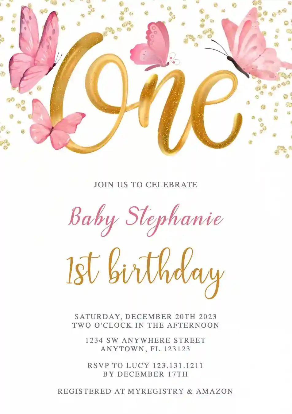 Butterfly 1St Birthday - Free First Birthday Invitation Templates with regard to FREE Printable Butterfly Birthday Invitations