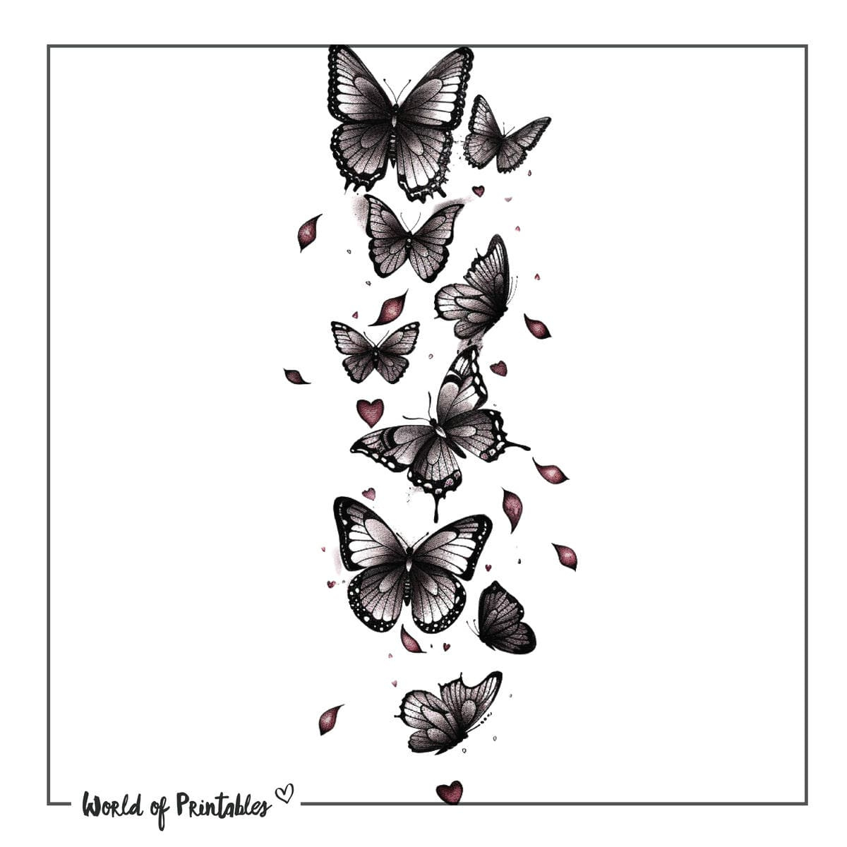 Butterfly And Rose Tattoo Designs - 25+ Printable Designs &amp;amp; Ideas regarding FREE Printable Butterfly Tattoo Designs