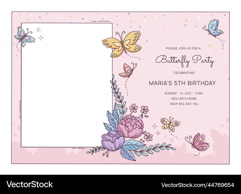 Butterfly Birthday Invitation Vector Images (Over 2,500) for Free Printable Butterfly Invitation Template