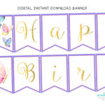 Butterfly Happy Birthday Banner Printable Instant Download inside FREE Printable Butterfly Birthday Banner