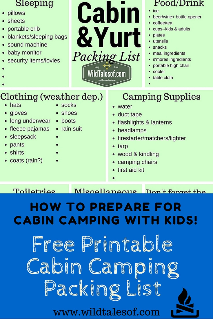 Cabin Camping Checklist Printable - Printable Party Favors with regard to Free Printable Cabin Packing List