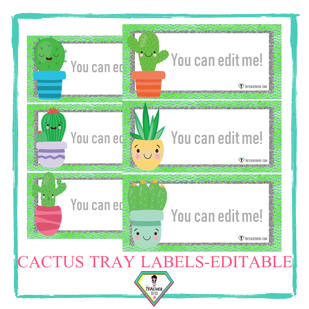 Cactus Theme Labels- Editable - The Teacher Hero with regard to FREE Printable Cactus Name Tags