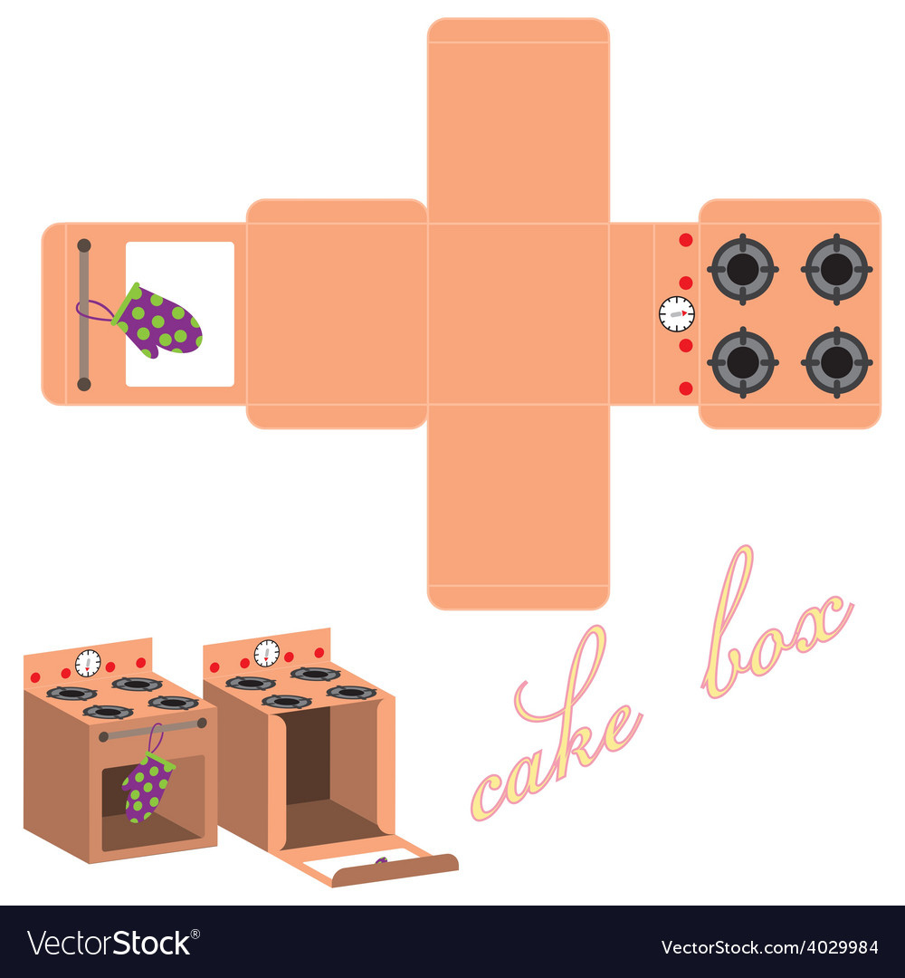 Cake Box Template Royalty Free Vector Image - Vectorstock in Free Printable Cake Box Templates