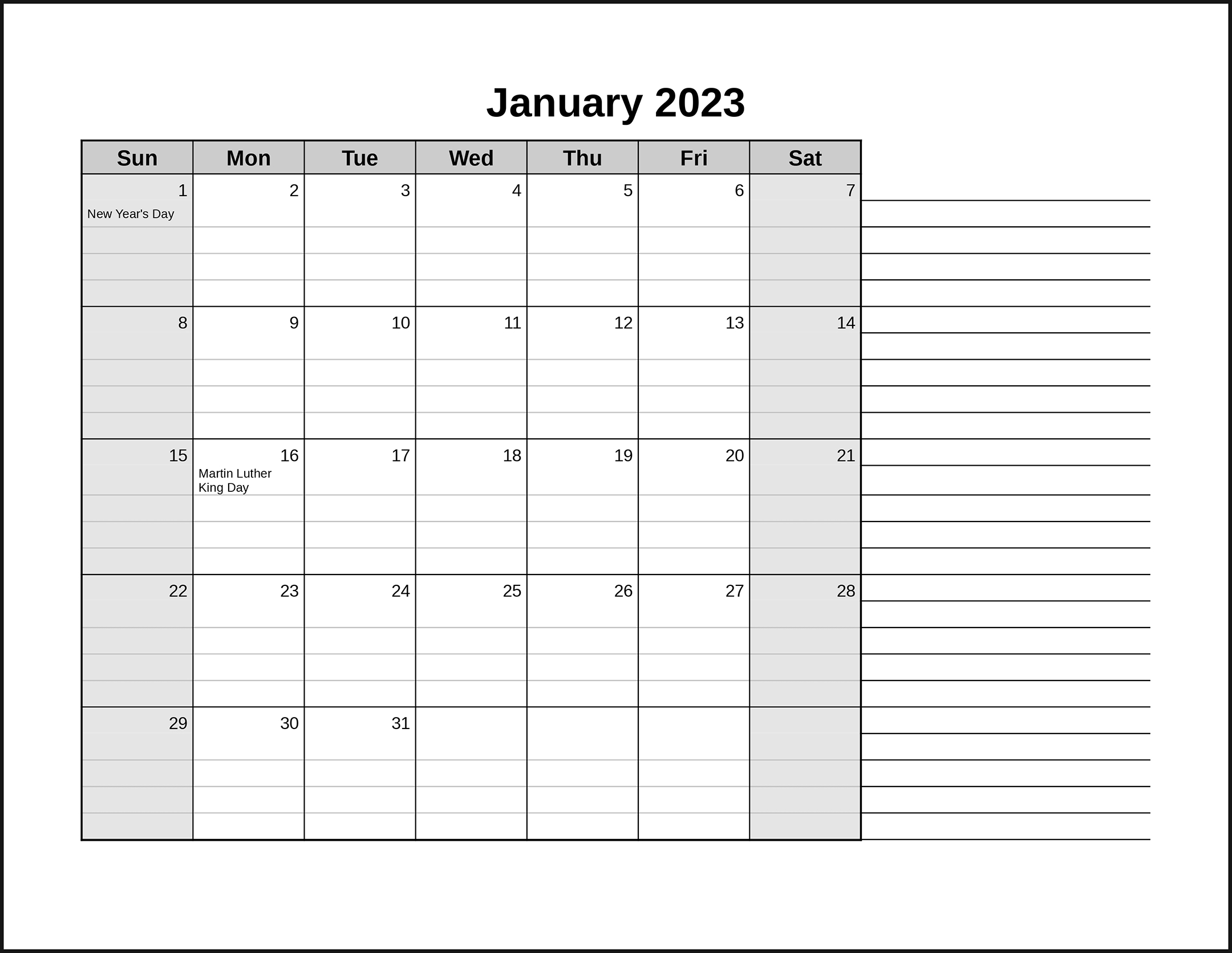Calendarsthatwork - Room For Notes in Free Printable Calendar With Notes Section