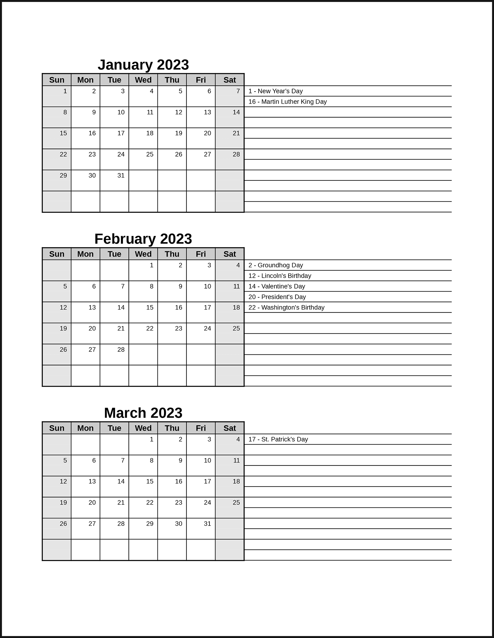 Calendarsthatwork - Room For Notes intended for FREE Printable Calendar with Notes