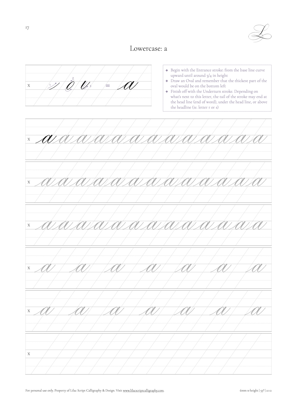Calligraphy Worksheets And Other Resources | Lilac Script with regard to Free Printable Copperplate Practice Sheets