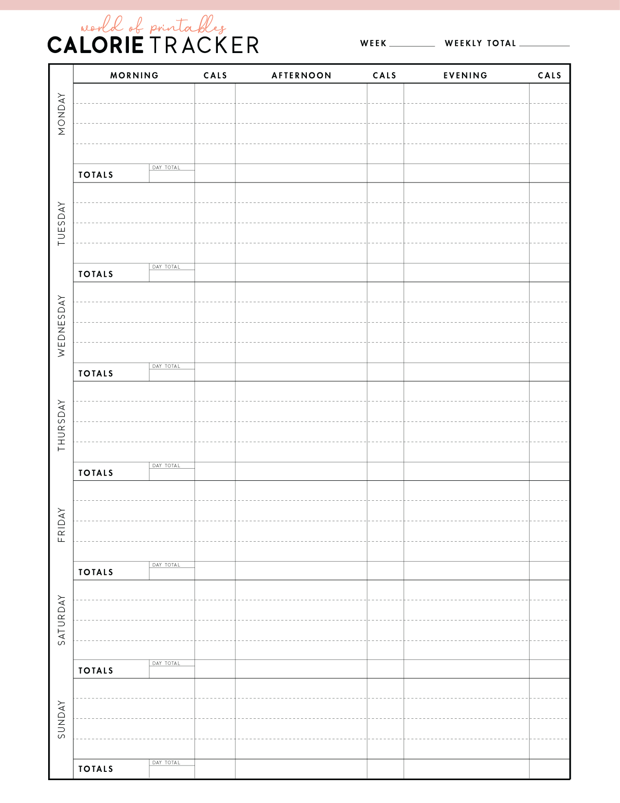 Calorie Deficit Tracker Printable within Free Printable Calorie Tracker Spreadsheet