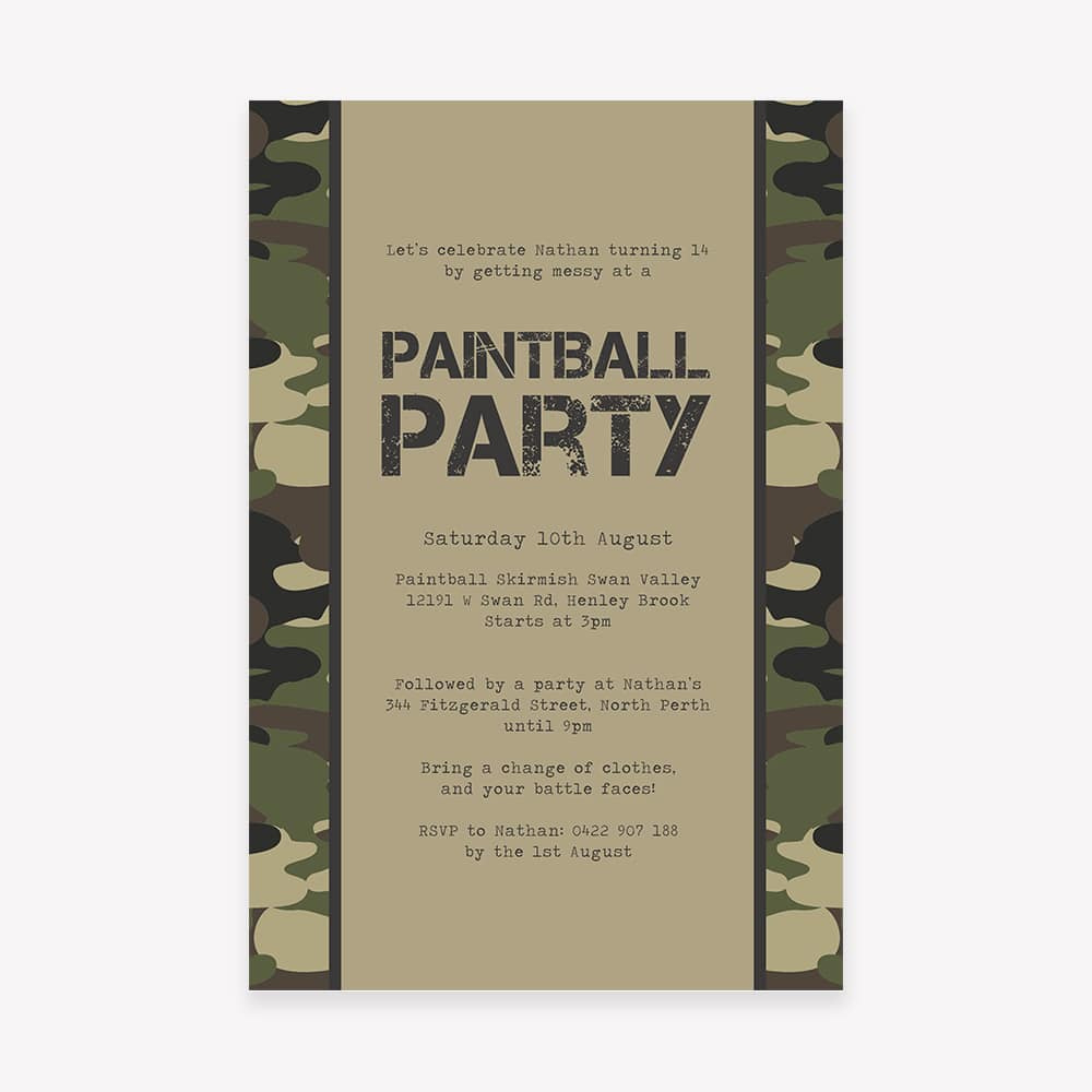 Camo Army Birthday Invitation | Premier Invitation &amp;amp; Paper pertaining to Free Printable Camouflage Birthday Invitations
