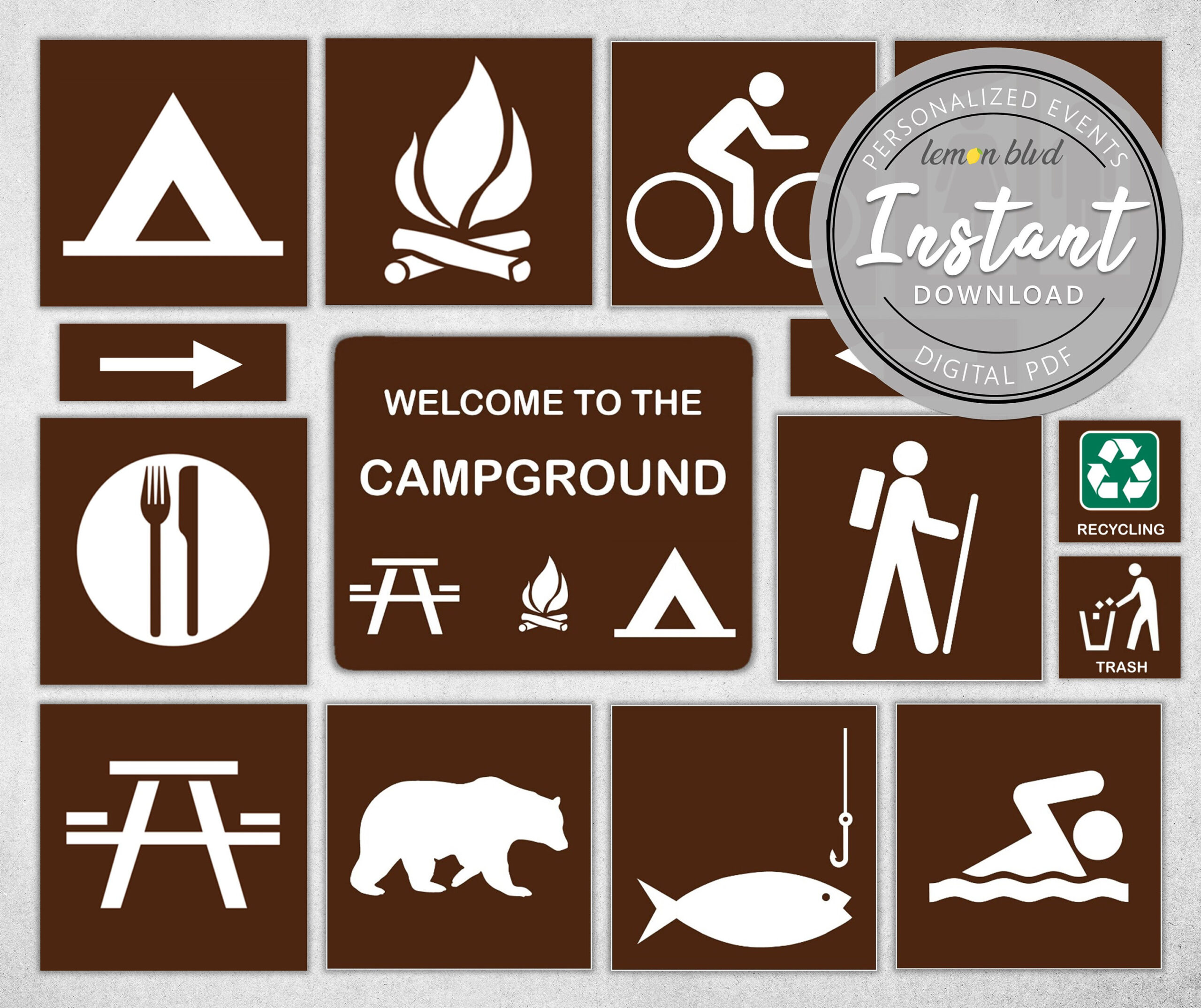 Campground Signs | Camping Party Printables | Instant Digital regarding Free Printable Camping Signs Printable