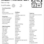 Camping Packing List in Free Printable Cabin Packing List