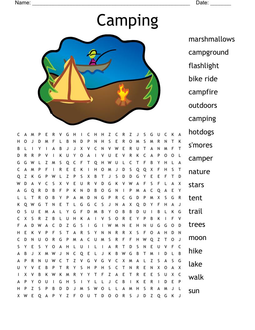 Camping Word Search - Wordmint inside Free Printable Camping Word Search