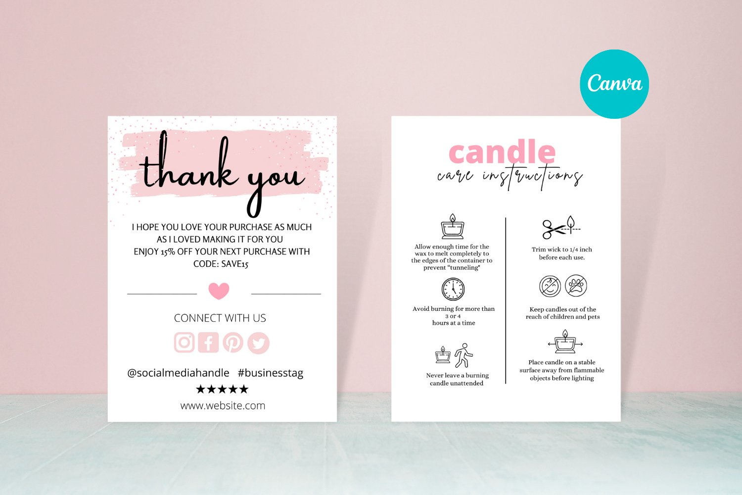 Candle Care Card Template Canva (1906334) for Free Printable Candle Care Instructions