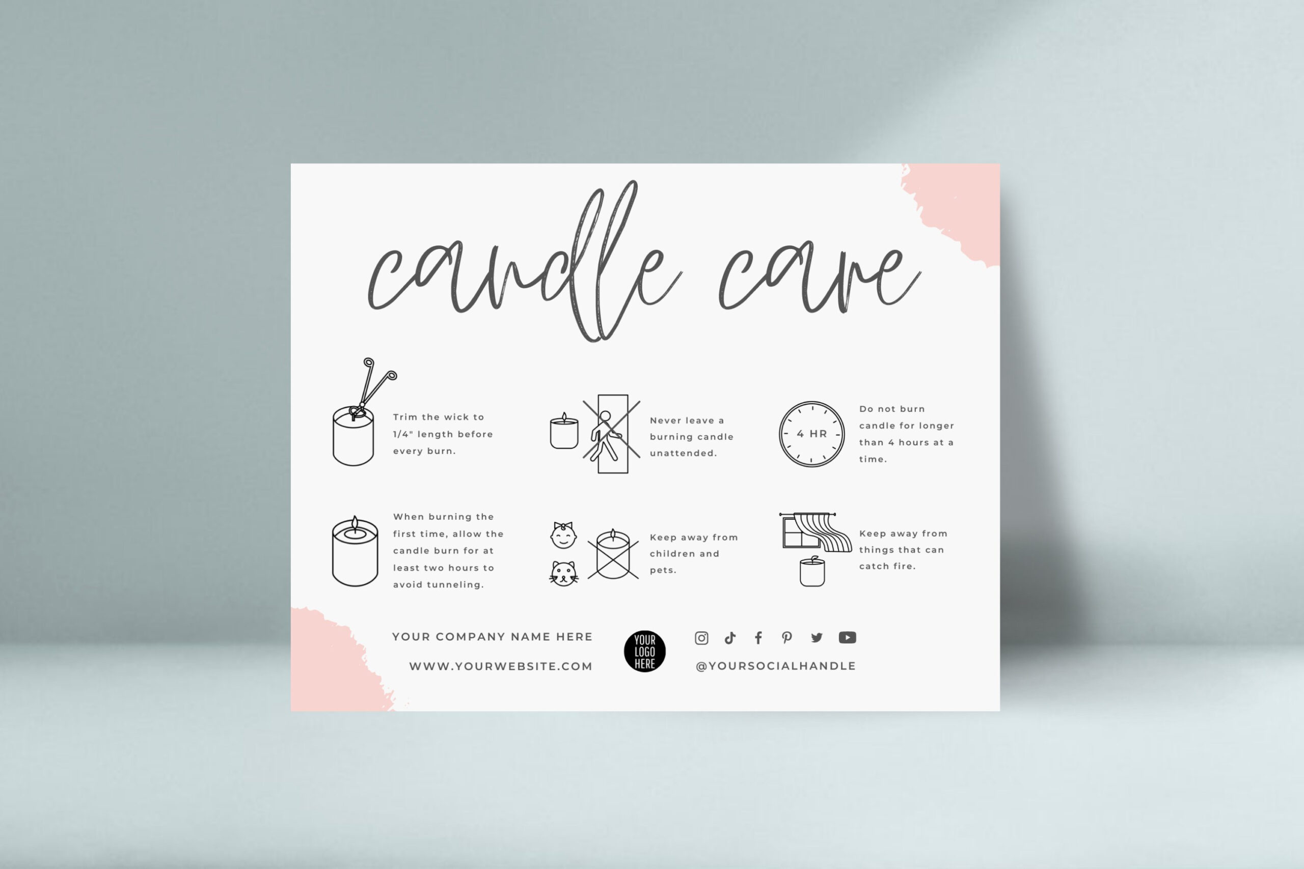 Candle Care Card Template With Instruction Icons (1760900) regarding Free Printable Candle Care Instructions