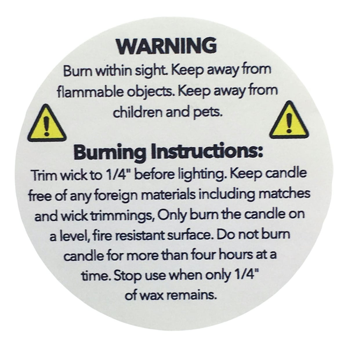 Candle Warning Burning Instruction Labels Instocklabels with FREE Printable Candle Warning Label Text