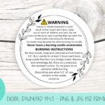 Candle Warning Label Printable - Jpg &amp; Png Only - Etsy in Free Printable Candle Warning Label Text