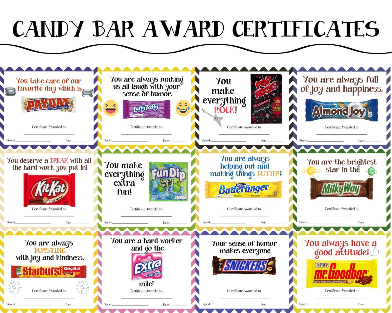 Candy Bars For Elementary Students End Of The Year Superlatives throughout Free Printable Candy Bar Award Certificates
