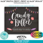 Candy Buffet Sign, Please Help Yourself, Birthday Graduation with regard to Free Printable Candy Bar Signs