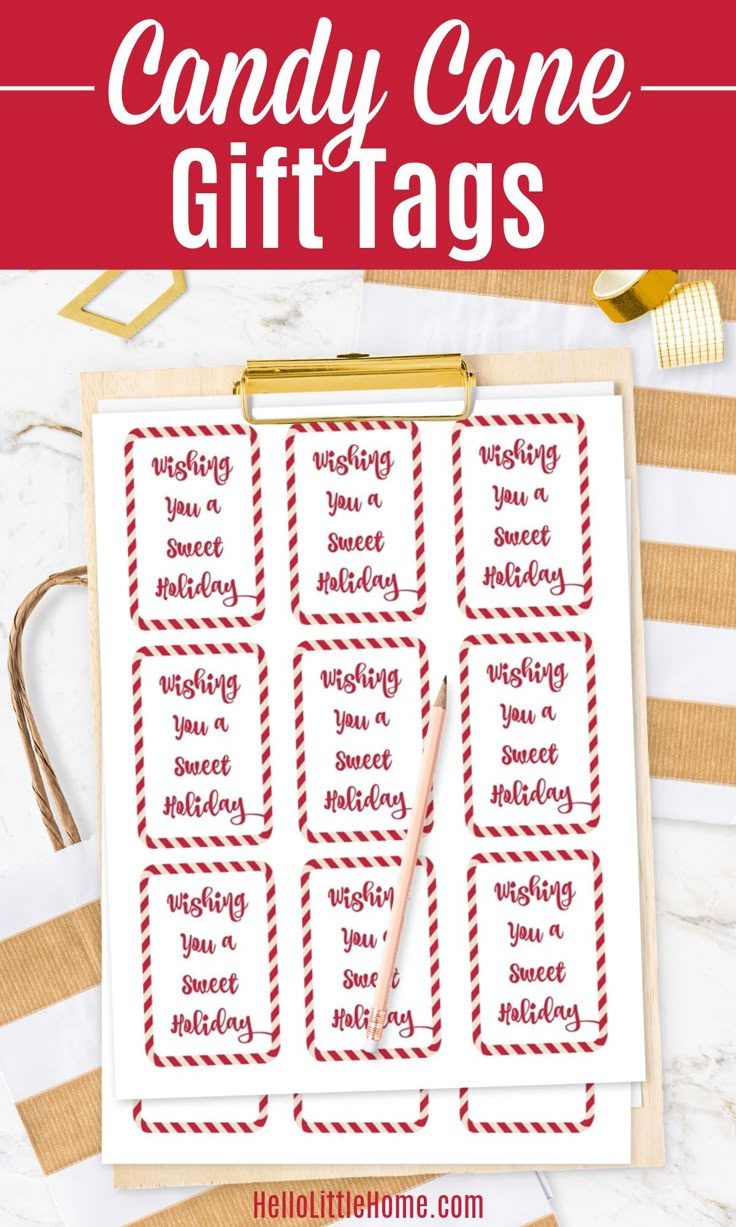 Candy Cane Gift Tags (Free Printable) | Hello Little Home in Free Printable Candy Cane Tags