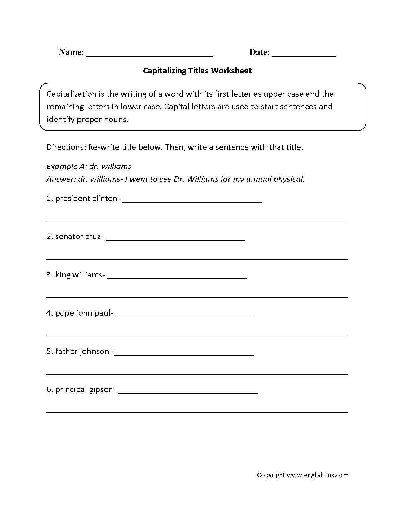 Capitalization Worksheets | Free Printable Grammar Practice pertaining to Free Printable Capitalization And Punctuation Worksheets
