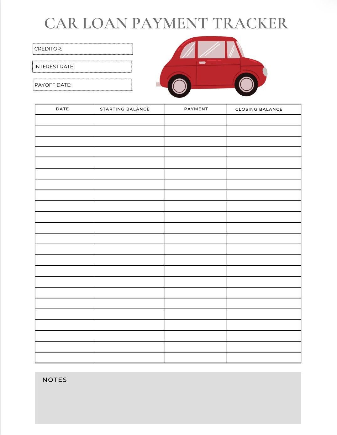 Car Loan Payment Tracker,Credit Card Payoff,Debt Tracker,Debt intended for FREE Printable Car Payment Tracker