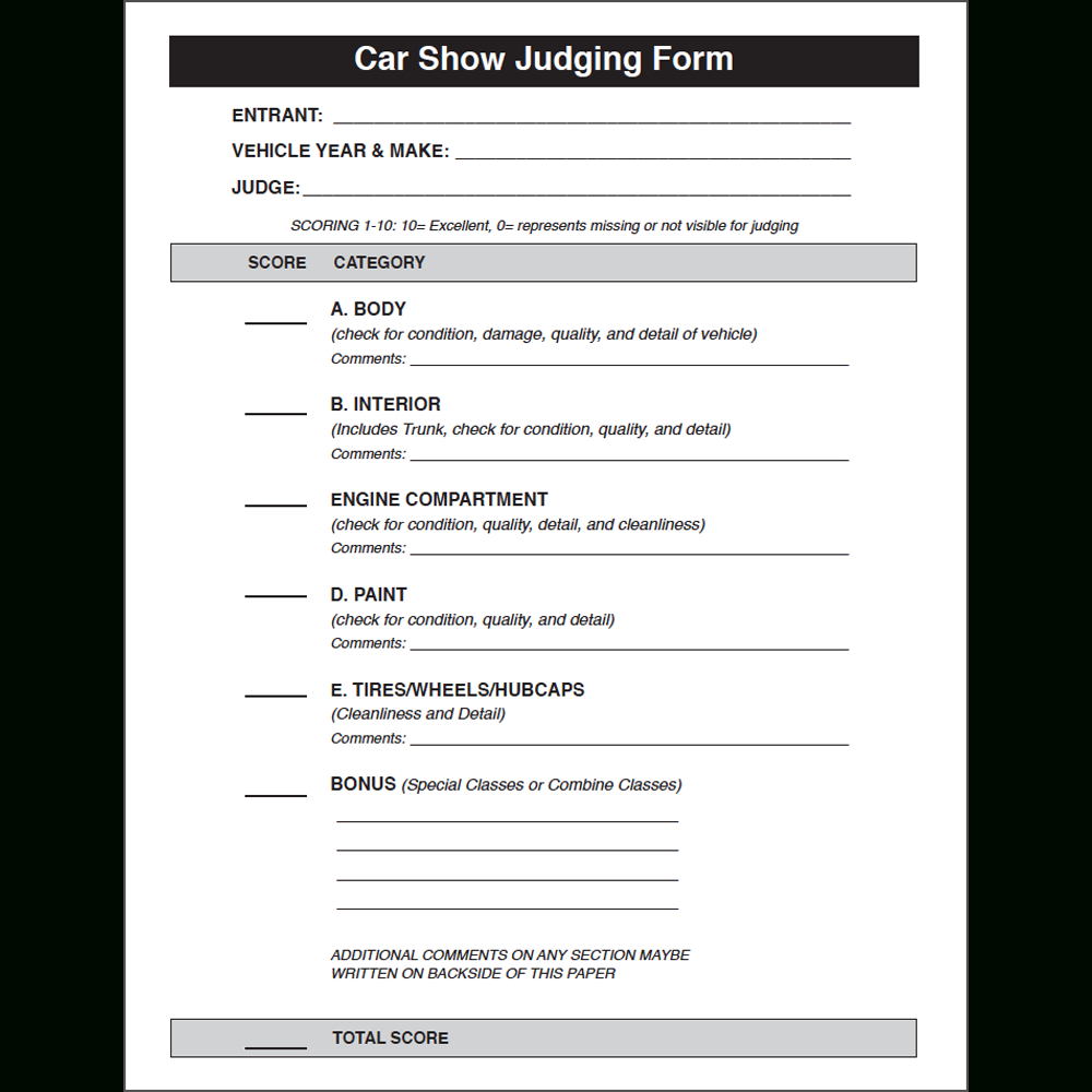 Car Show Judging Form Download throughout Free Printable Car Show Judging Sheet