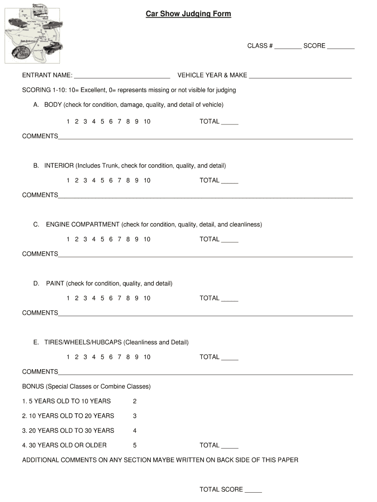 Car Show Judging Form Template: Fill Out &amp;amp; Sign Online | Dochub inside Free Printable Car Show Judging Sheet