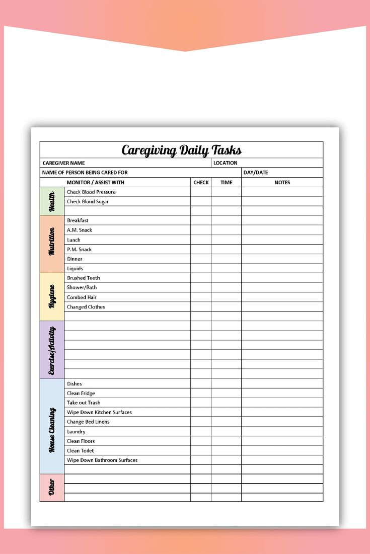 Care Giving Caregiver Daily Tasks Form Printable Pdf &amp;amp; Jpg, Fill pertaining to Free Printable Caregiver Forms For Elderly
