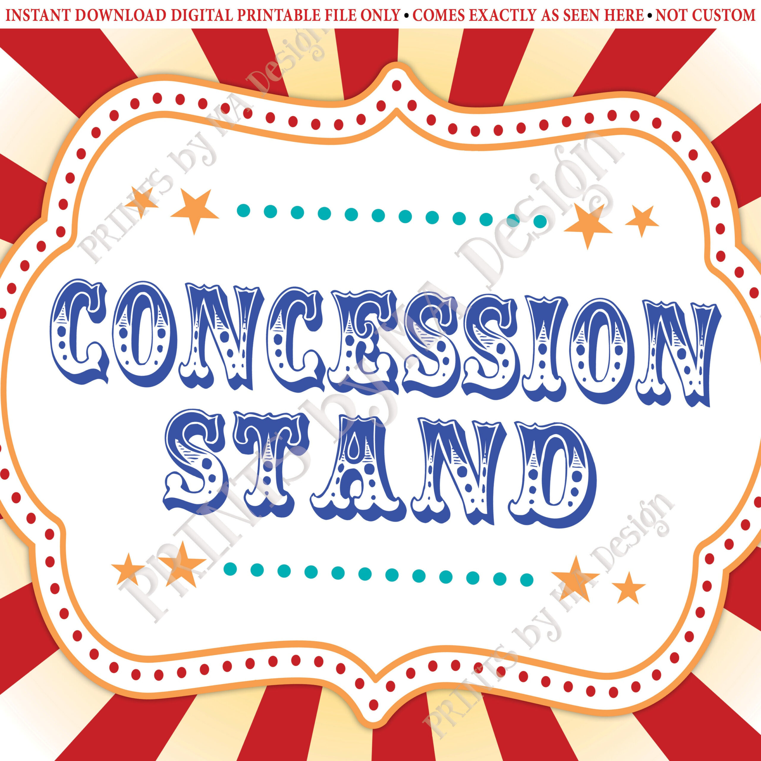 Carnival Party Concession Stand Sign, Concessions Carnival Sign within FREE Printable Concession Stand Signs